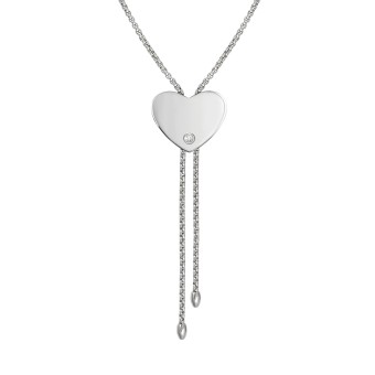 Sempre Con Me engravable necklace, Heart and CZ