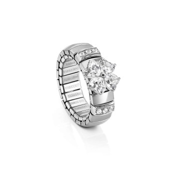 Extension Ring with Four-Leaf Clover and CZ pavé