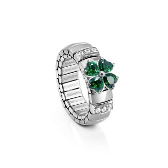 Extension Ring with Four-Leaf Clover and CZ pavé