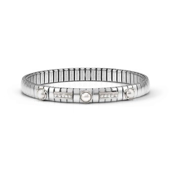 Extension bracelet with white CZ and Pearls